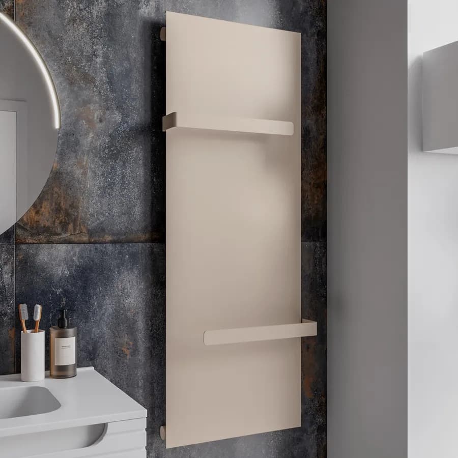 Termoarredo a pannello 1220x452 acciaio sabbia con portasalviette - Dandy