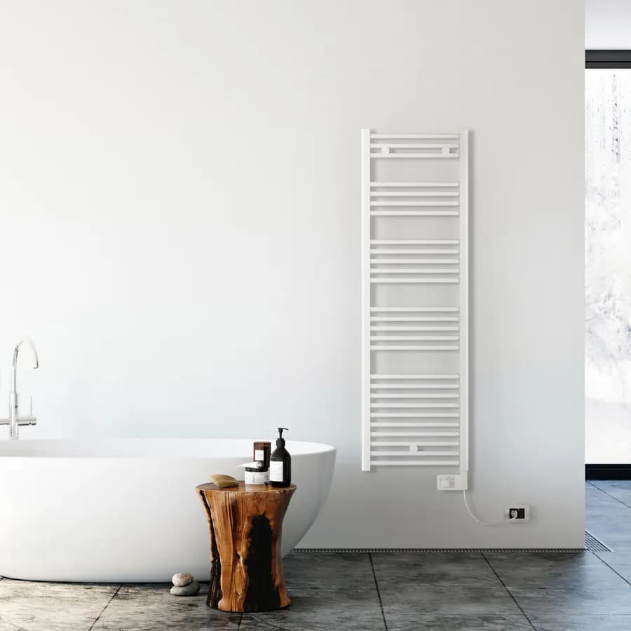 Termoarredo elettrico 1600x500 mm potenza 750W termostato bianco- E-Bormio di Lazzarini