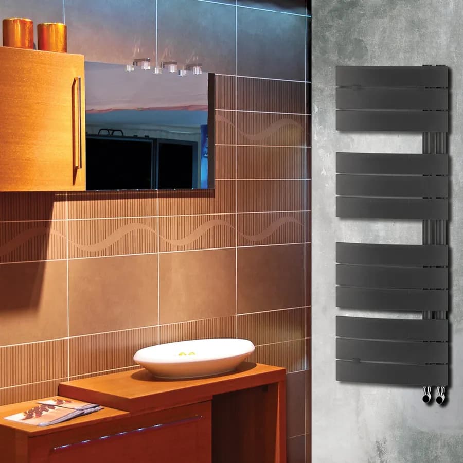 Termoarredo 1080x550 mm antracite tubi curvi e attacco reversibile - Pieve di Lazzarini