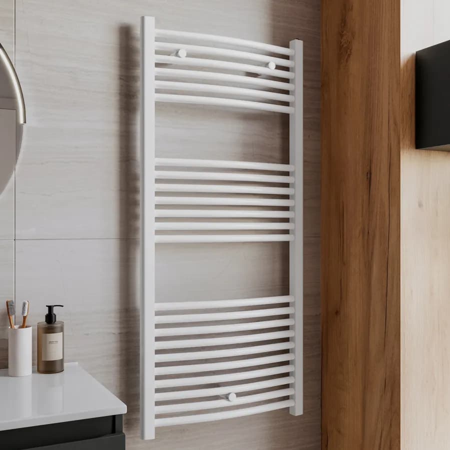 Termoarredo scaldasalviette 1200x450 bianco curvo interasse 400 mm - Alpina