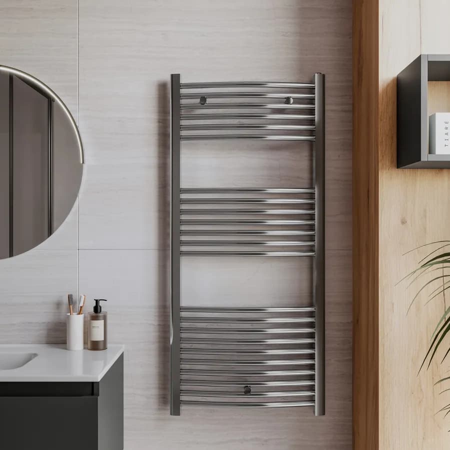 Termoarredo scaldasalviette 1200x450 cromato curvo interasse 400 mm - Alpina