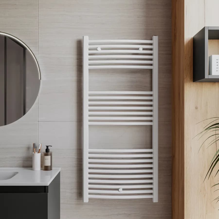 Termoarredo scaldasalviette 1200x550 bianco curvo interasse 500 mm - Alpina