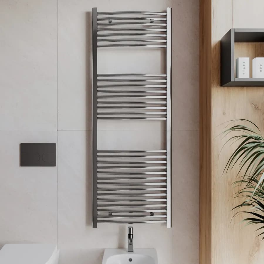 Termoarredo scaldasalviette 1500x600 cromato curvo interasse 550 mm - Alpina
