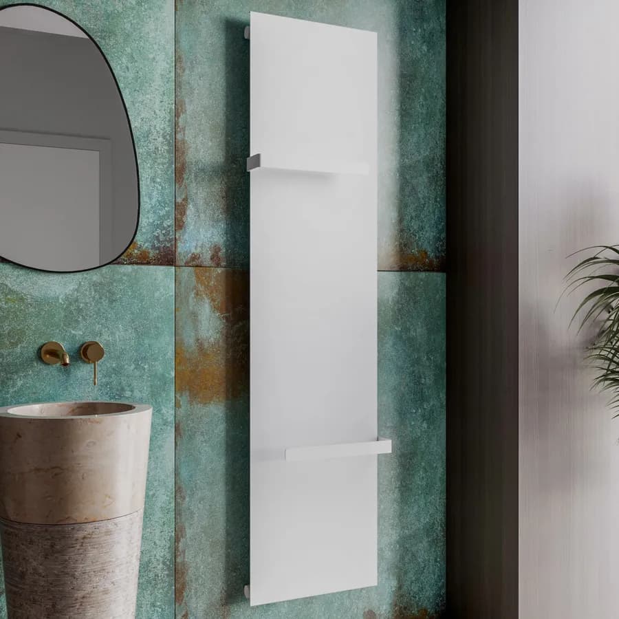 Termoarredo a pannello 1804x452 acciaio bianco con portasalviette - Dandy