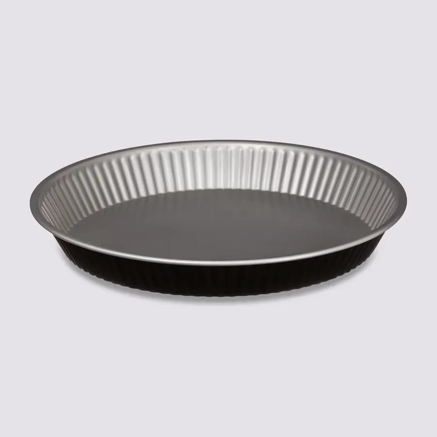 Tortiera rotonda 28 cm in metallo cromo e nero