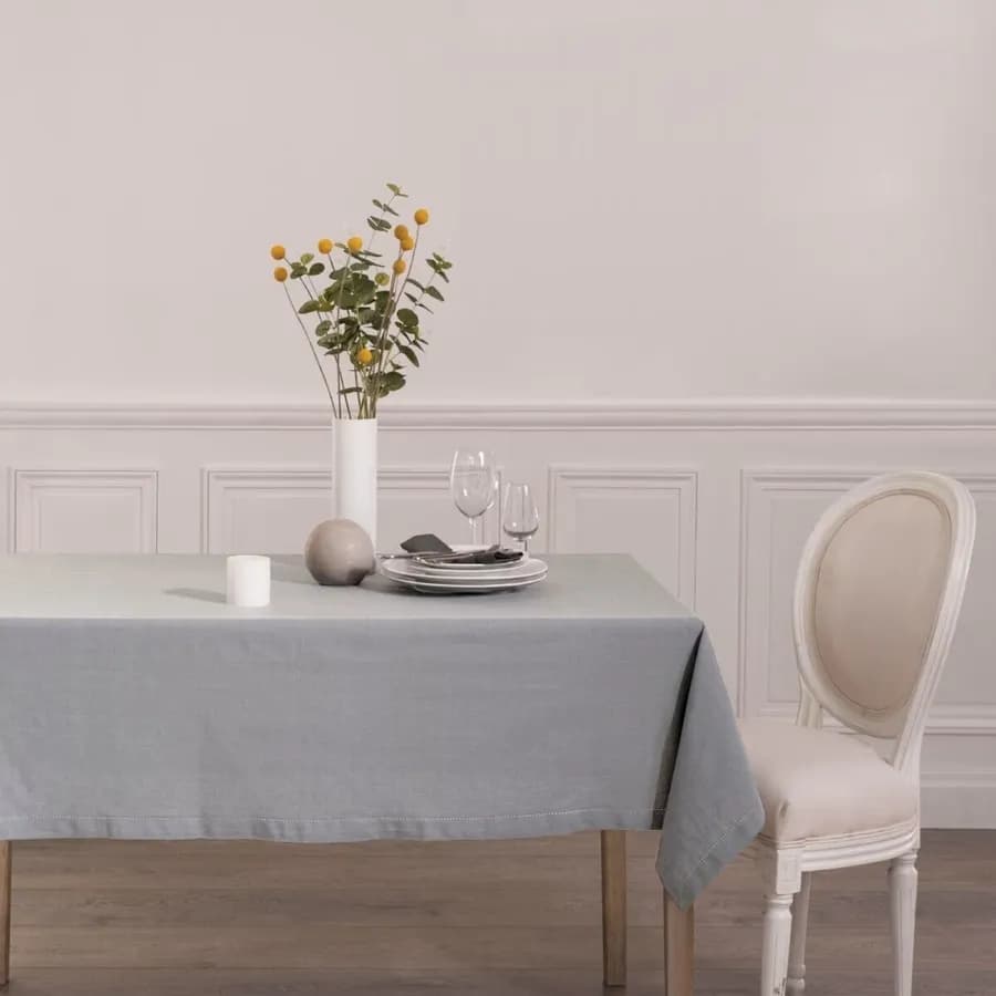Tovaglia 240x140 cm in cotone grigio chiaro - Erynda