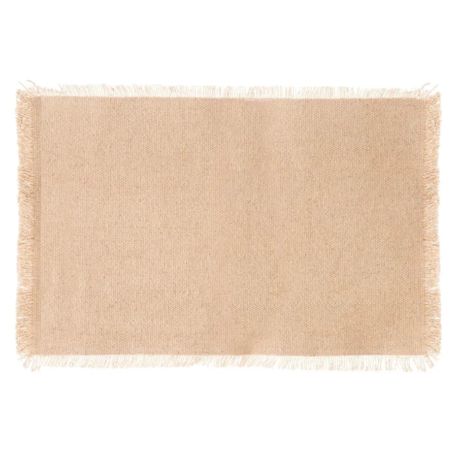 Tovaglietta 45x30 cm in cotone beige con frange - Saphir