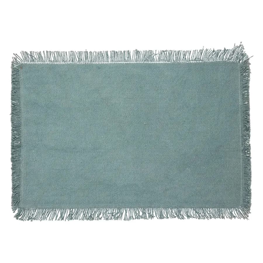 Tovaglietta 45x30 cm in cotone verde celadon con frange - Saphir