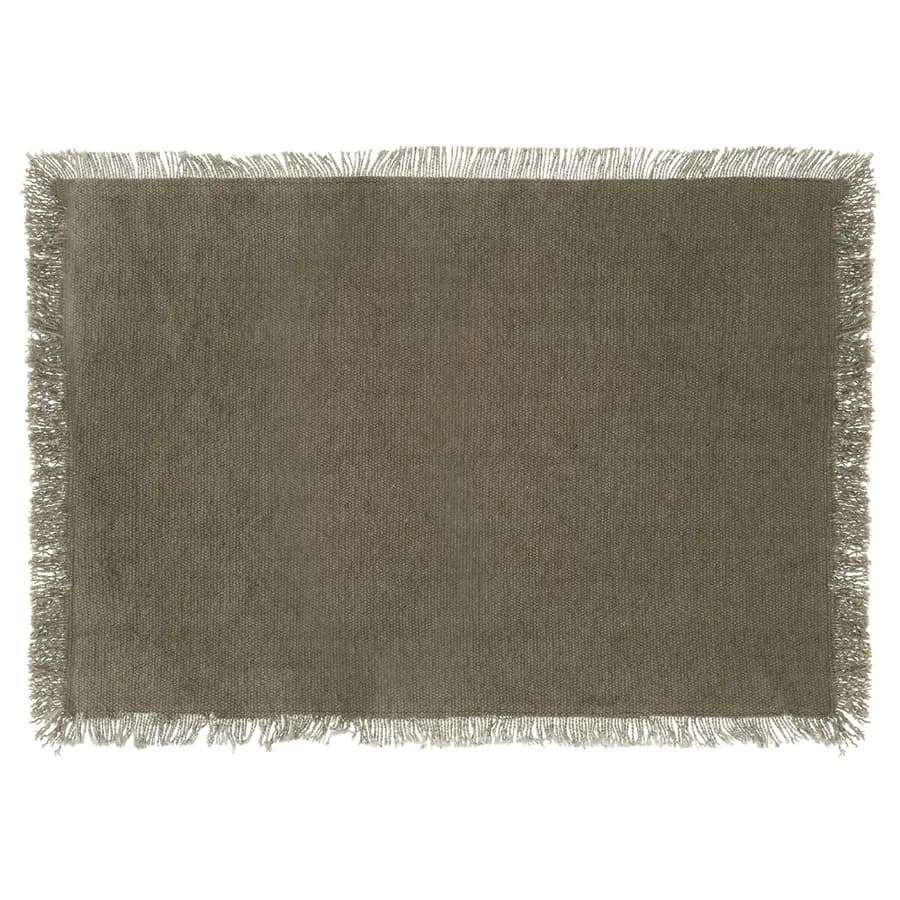 Tovaglietta 45x30 cm in cotone verde scuro con frange - Saphir