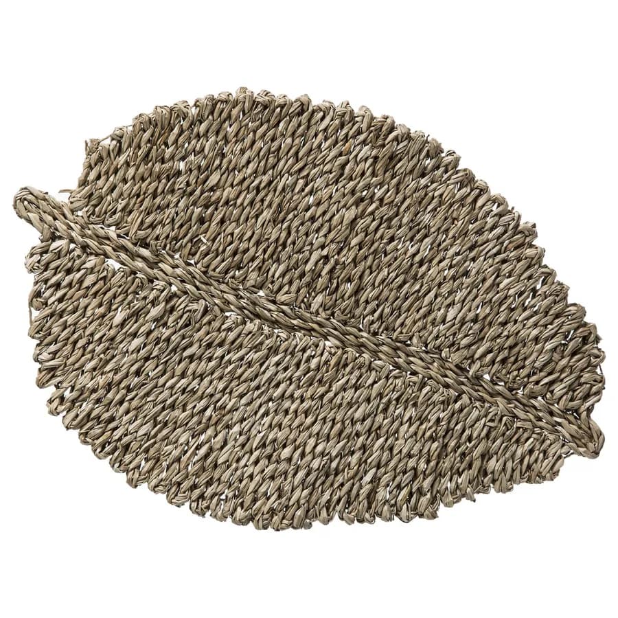 Tovaglietta 48x33 cm intrecciata naturale a forma di foglia