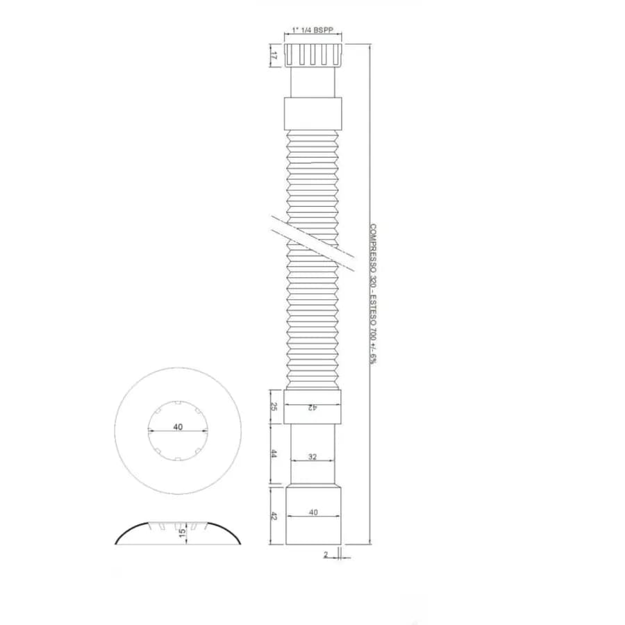 Tubo scarico bidet/lavello modello GoFlex cromato con rosone 1''1/4x32/40mm