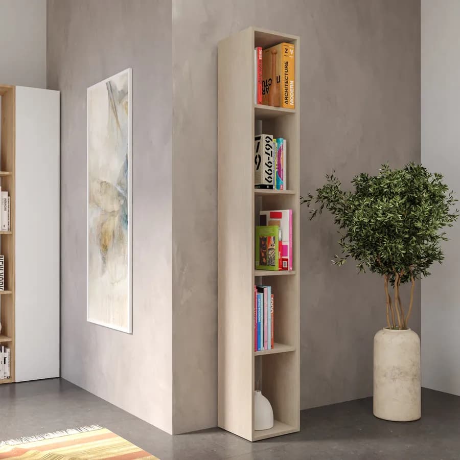 Libreria 28x185h cm argilla con 4 ripiani regolabili in altezza - Clary