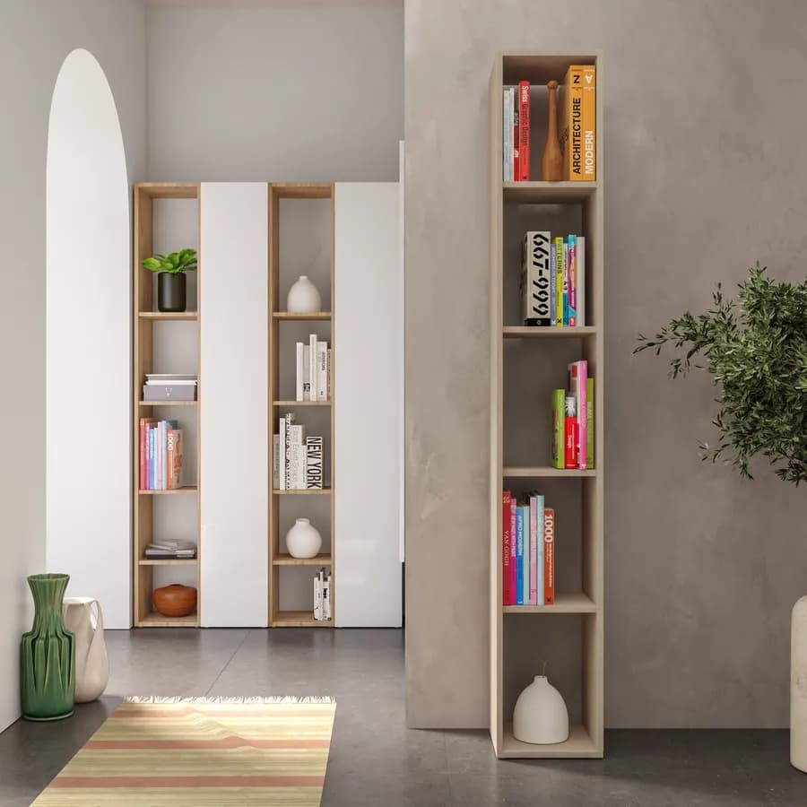 Libreria 28x185h cm argilla con 4 ripiani regolabili in altezza - Clary