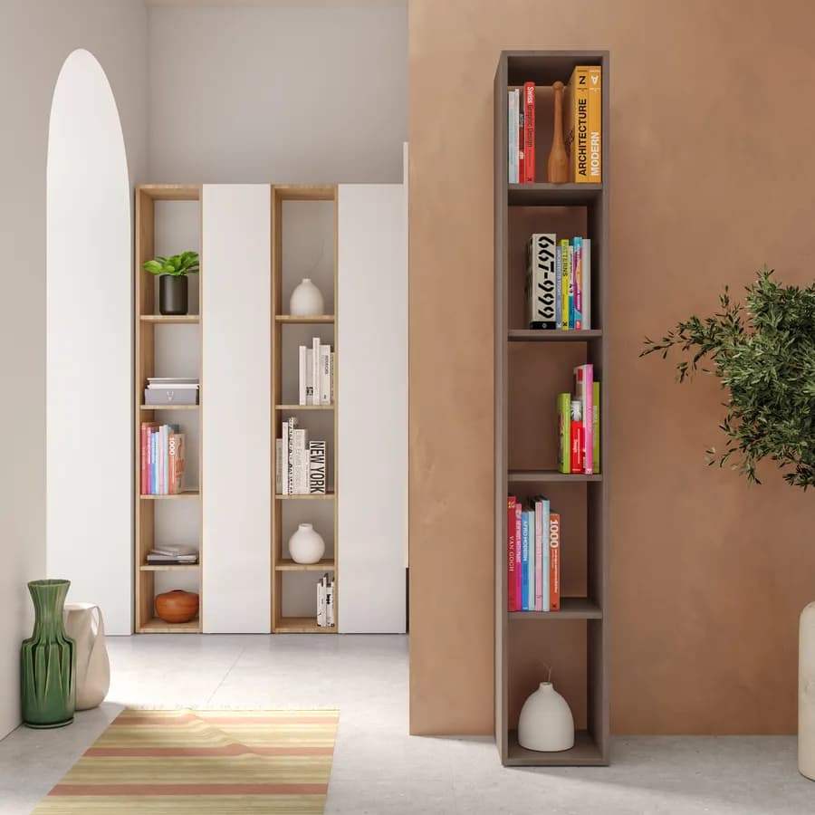 Libreria 28x185h cm bronzo con 4 ripiani regolabili in altezza - Clary