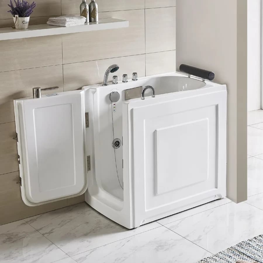 Vasca da bagno per anziani ad angolo con apertura a sinistra - Comfort