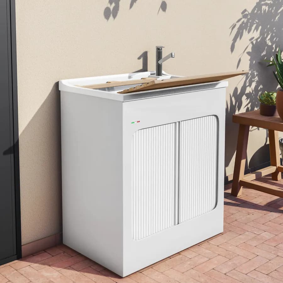 Vasca e mobile lavanderia Lavacril di Colavene 75x50x87h cm con serranda laterale a scomparsa