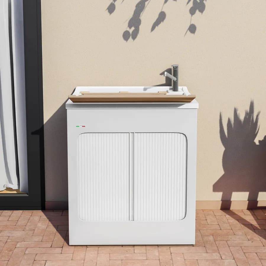 Vasca e mobile lavanderia Lavacril di Colavene 75x50x87h cm con serranda laterale a scomparsa