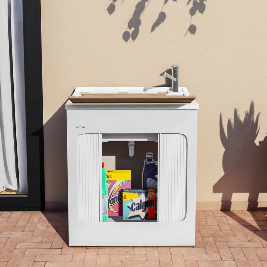 Vasca e mobile lavanderia Lavacril di Colavene 75x50x87h cm con serranda laterale a scomparsa