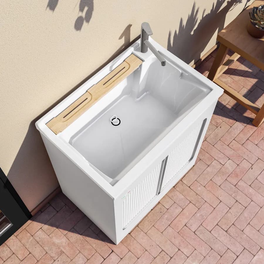 Vasca e mobile lavanderia Lavacril di Colavene 75x50x87h cm con serranda laterale a scomparsa