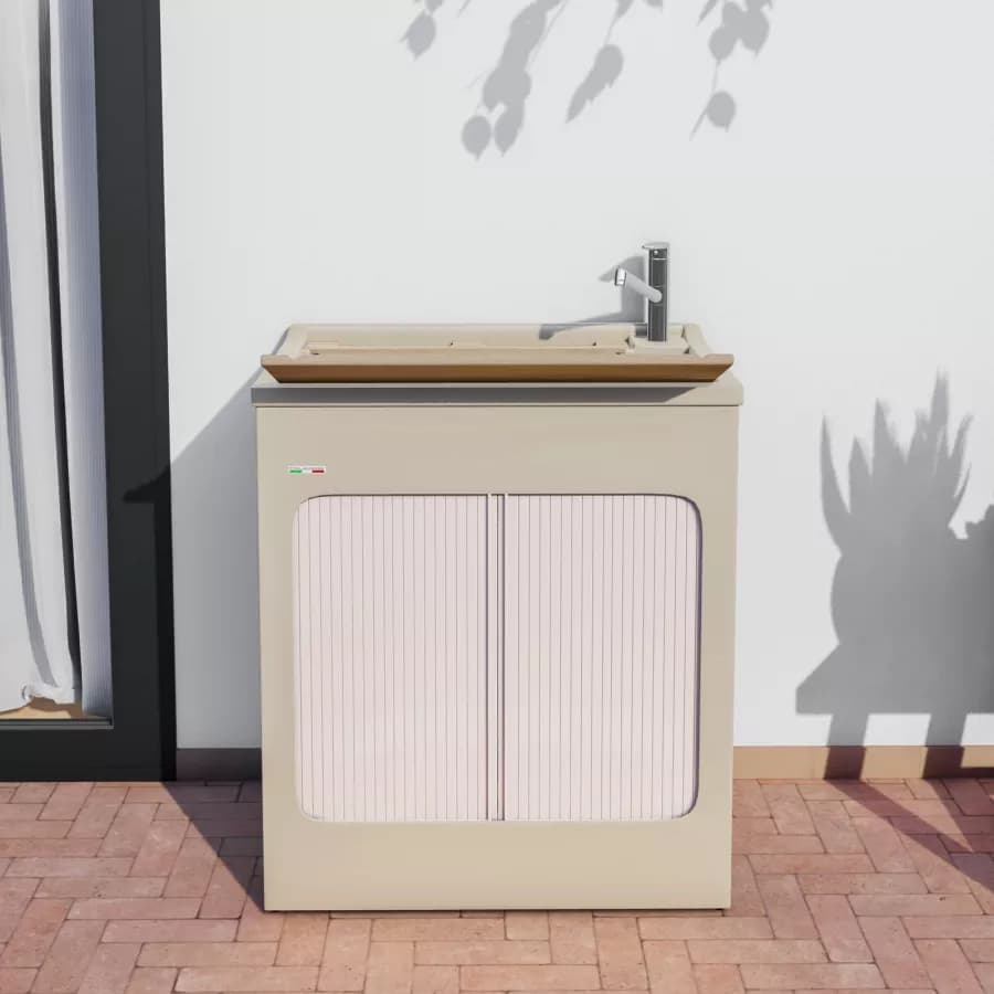 Vasca e mobile lavanderia Lavacril di Colavene crema 75x50 cm con serranda
