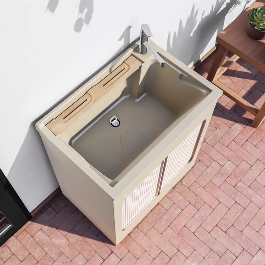 Vasca e mobile lavanderia Lavacril di Colavene crema 75x50 cm con serranda