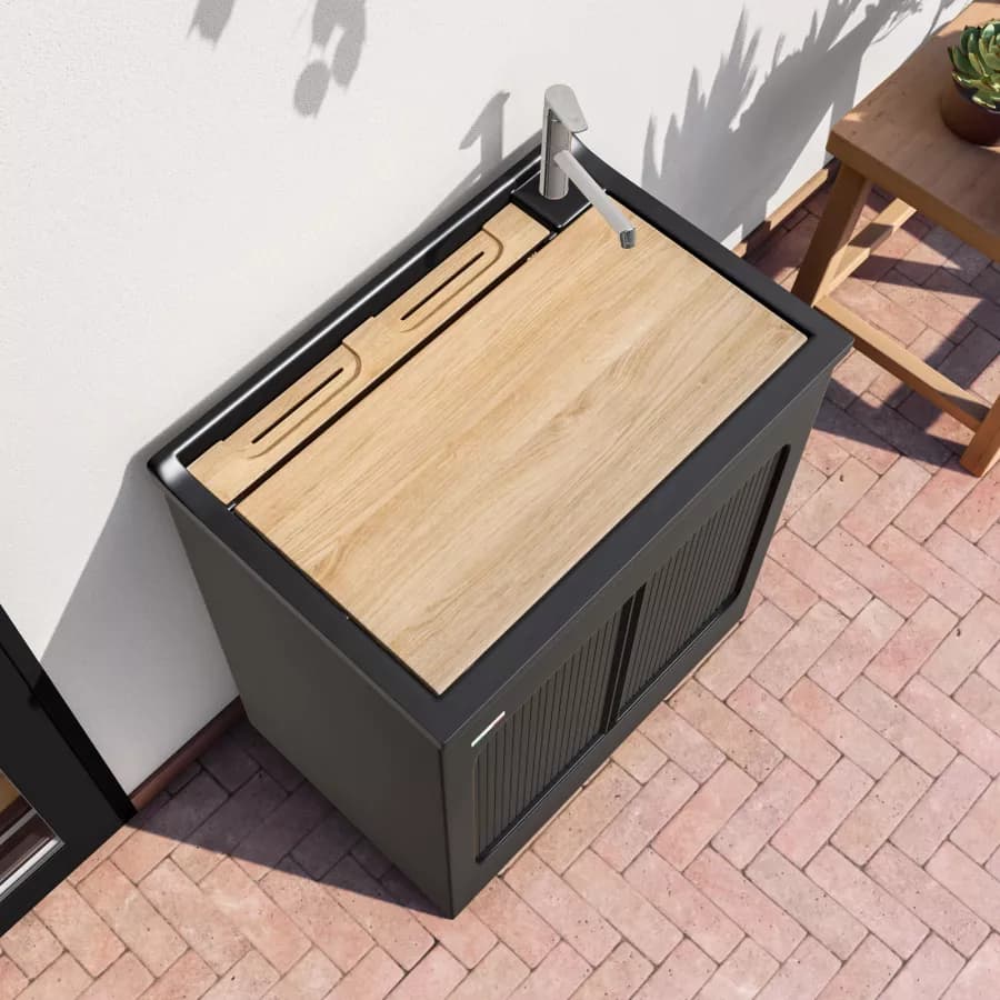 Vasca e mobile lavanderia Lavacril di Colavene nero 75x50x87h cm con serranda