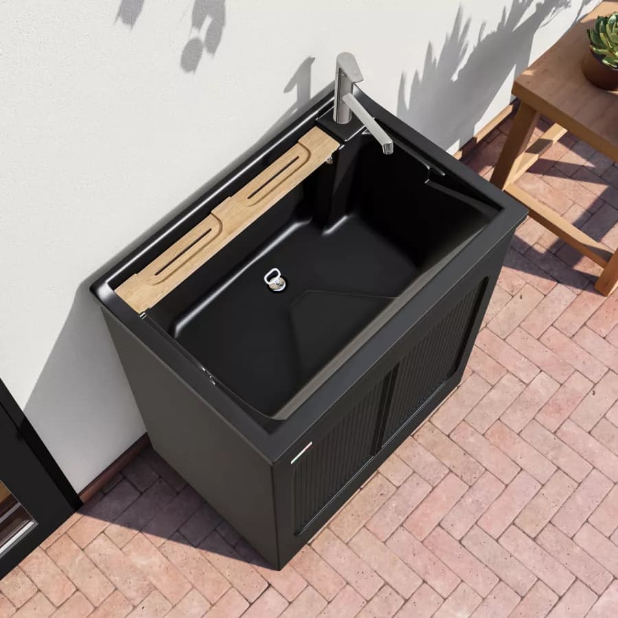 Vasca e mobile lavanderia Lavacril di Colavene nero 75x50x87h cm con serranda