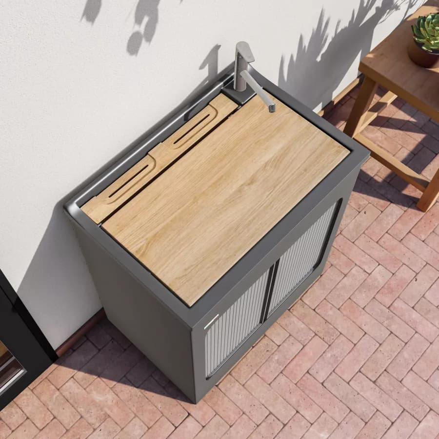 Vasca lavatoio e mobile lavanderia Lavacril di Colavene grigio 75x50 cm con tavola in legno