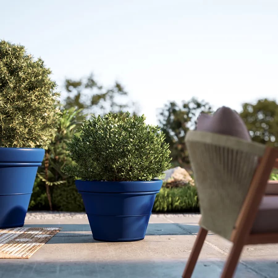 Vaso liscio rotondo 65 cm in polietilene blu - Bodeja