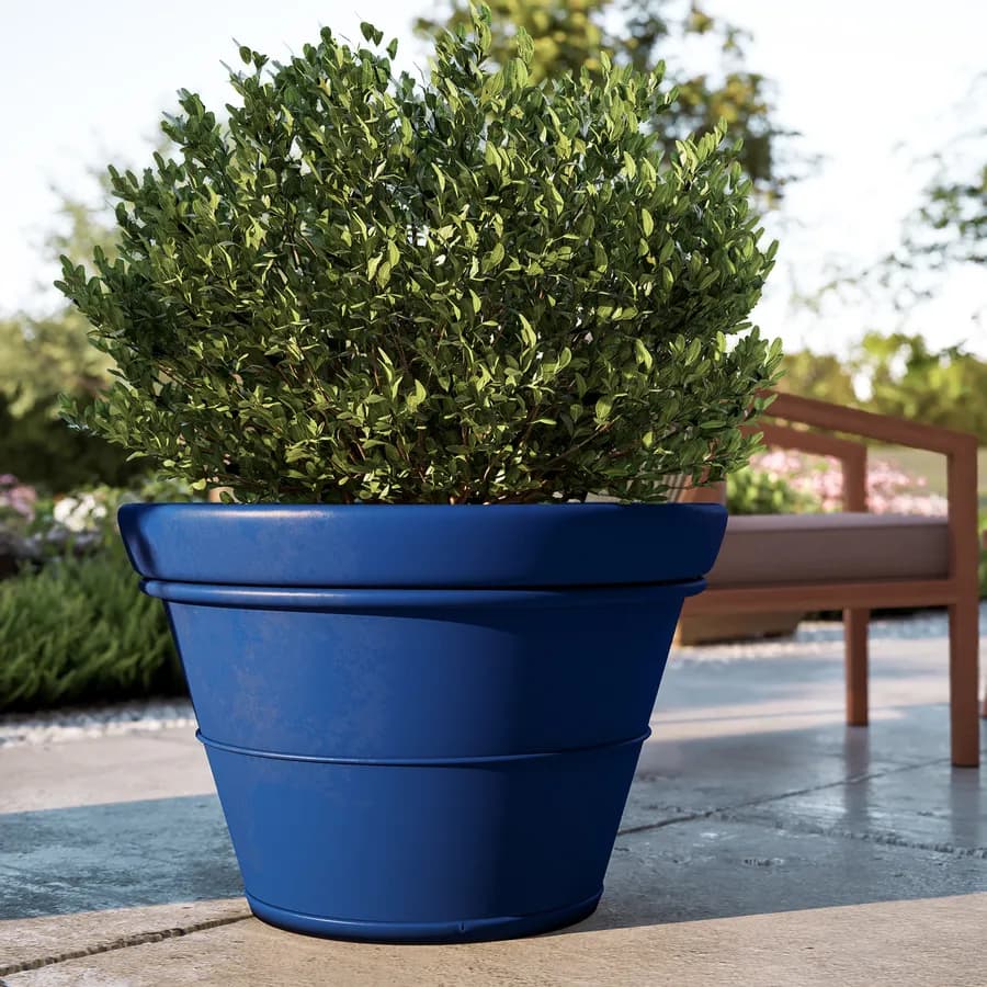 Vaso liscio rotondo 65 cm in polietilene blu - Bodeja