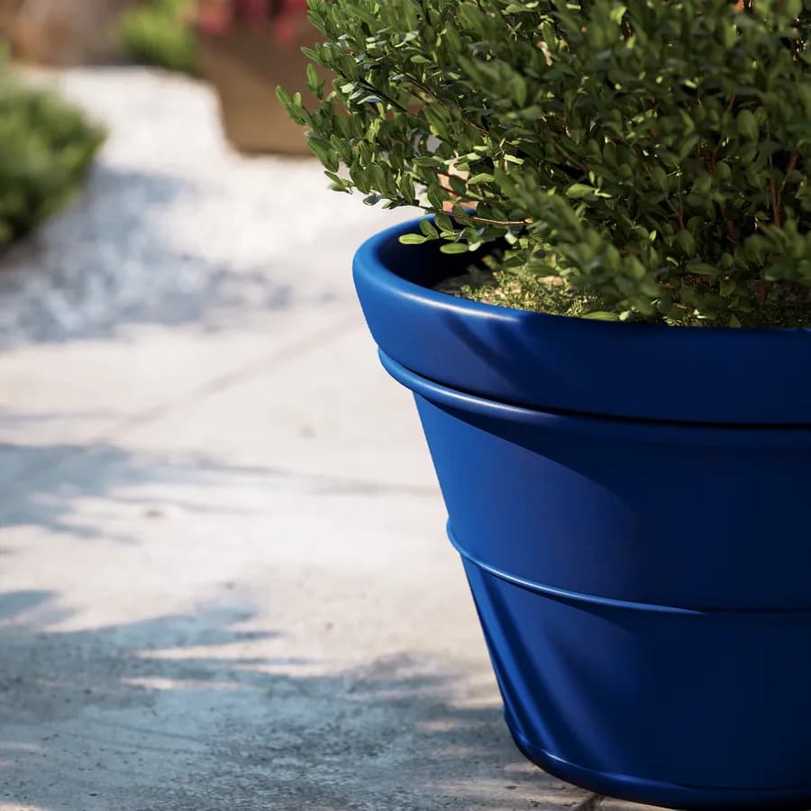 Vaso liscio rotondo 65 cm in polietilene blu - Bodeja