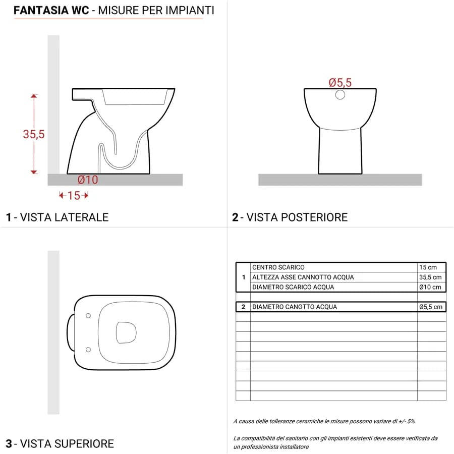 Vaso a cacciata scarico verticale Serie Fantasia - Geberit