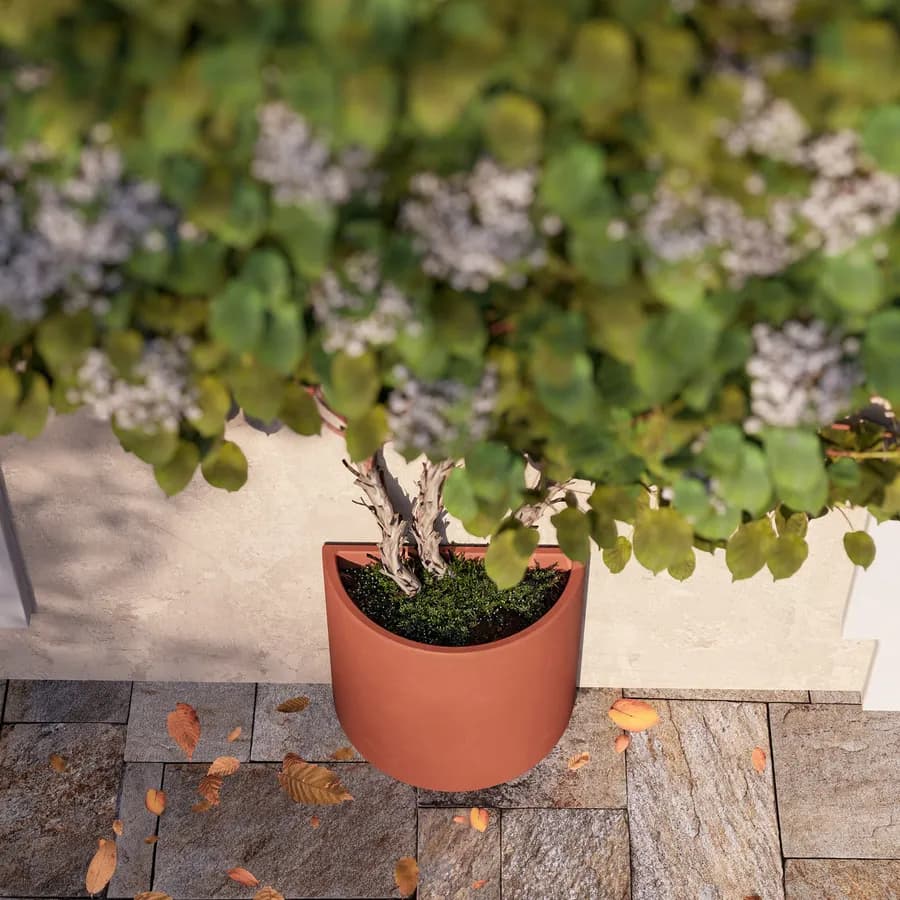 Vaso a mezzaluna da parete 45 h cm in polietilene terracotta - Muret