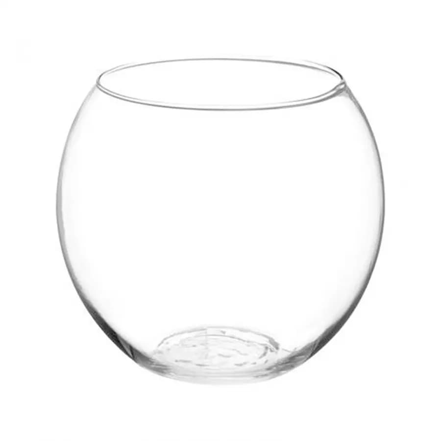 Vaso o portacandela a sfera rotondo 19 cm in vetro trasparente
