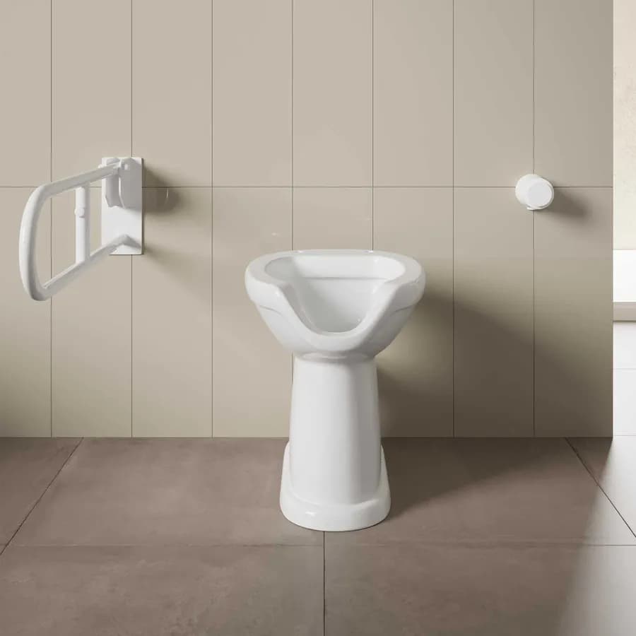 Vaso apertura frontale per bagno accessibile in ceramica con scarico a parete