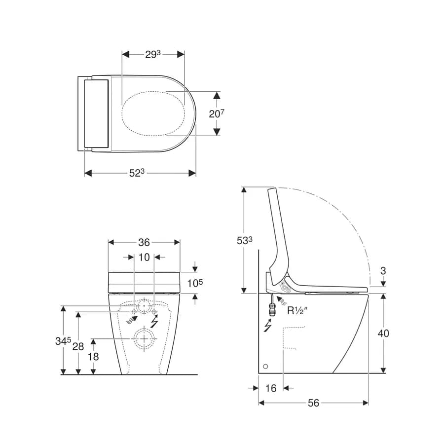 Vaso bidet a pavimento multifunzione bianco Serie Aquaclean Tuma Classic - Geberit