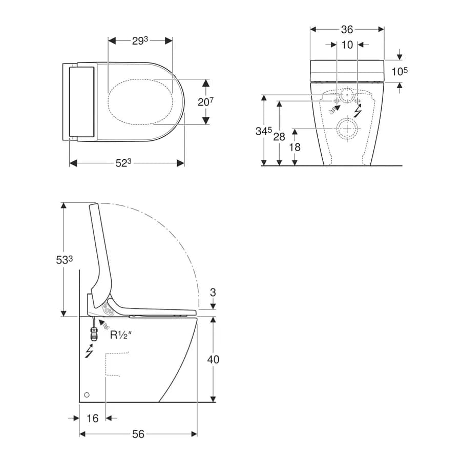 Vaso bidet a pavimento multifunzione vetro nero Serie Aquaclean Tuma Comfort - Geberit