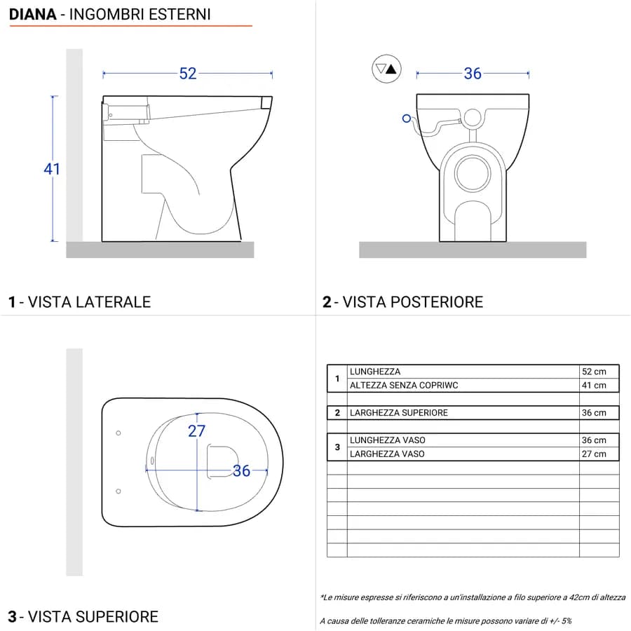 Vaso bidet combinato Azzurra Diana sanitari salvaspazio per bagni piccoli