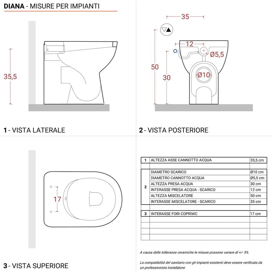 Vaso bidet combinato Azzurra Diana sanitari salvaspazio per bagni piccoli