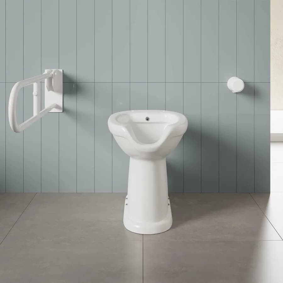 Vaso bidet da 50h cm in ceramica bianco con apertura frontale scarico a parete