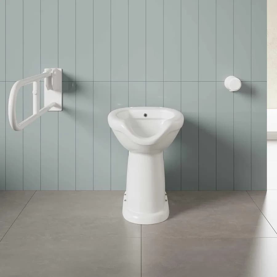 Vaso bidet da 50h cm in ceramica con apertura frontale e scarico a terra