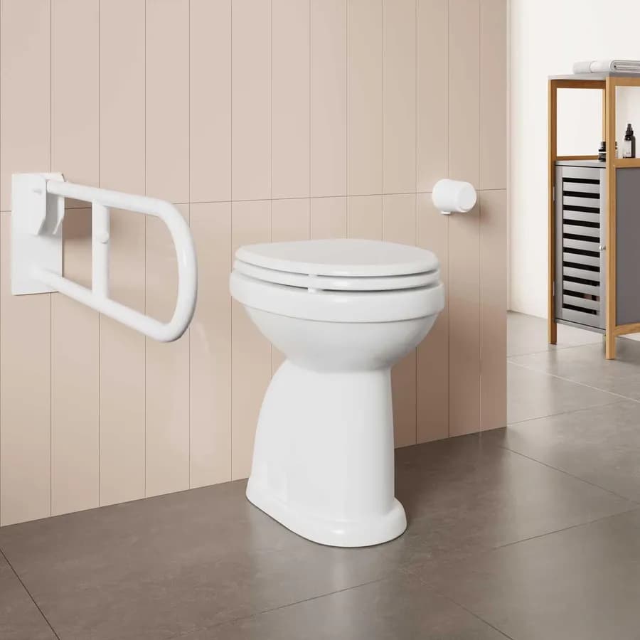 Vaso bidet accessibile in ceramica con copriwc scarico a terra