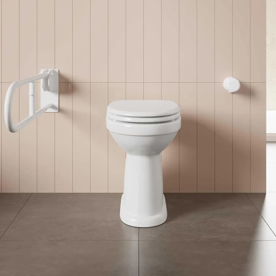 Vaso bidet accessibile in ceramica con copriwc scarico a terra