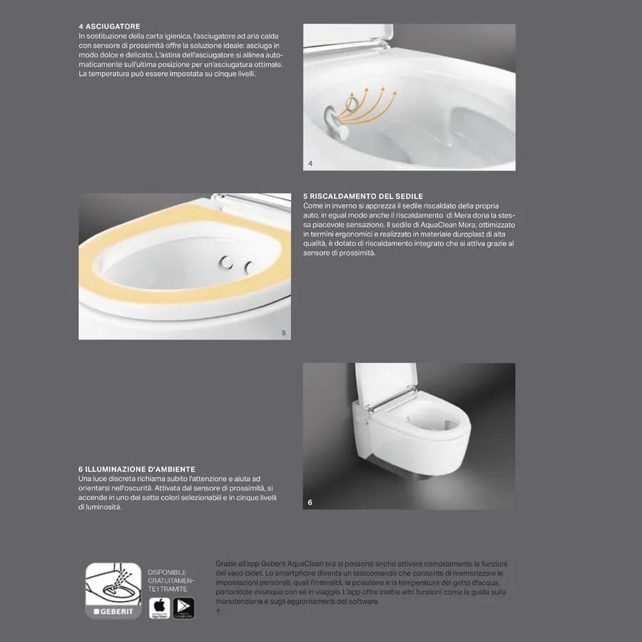 Vaso bidet sospeso rimfree design cromo Serie Aquaclean Mera Comfort - Geberit