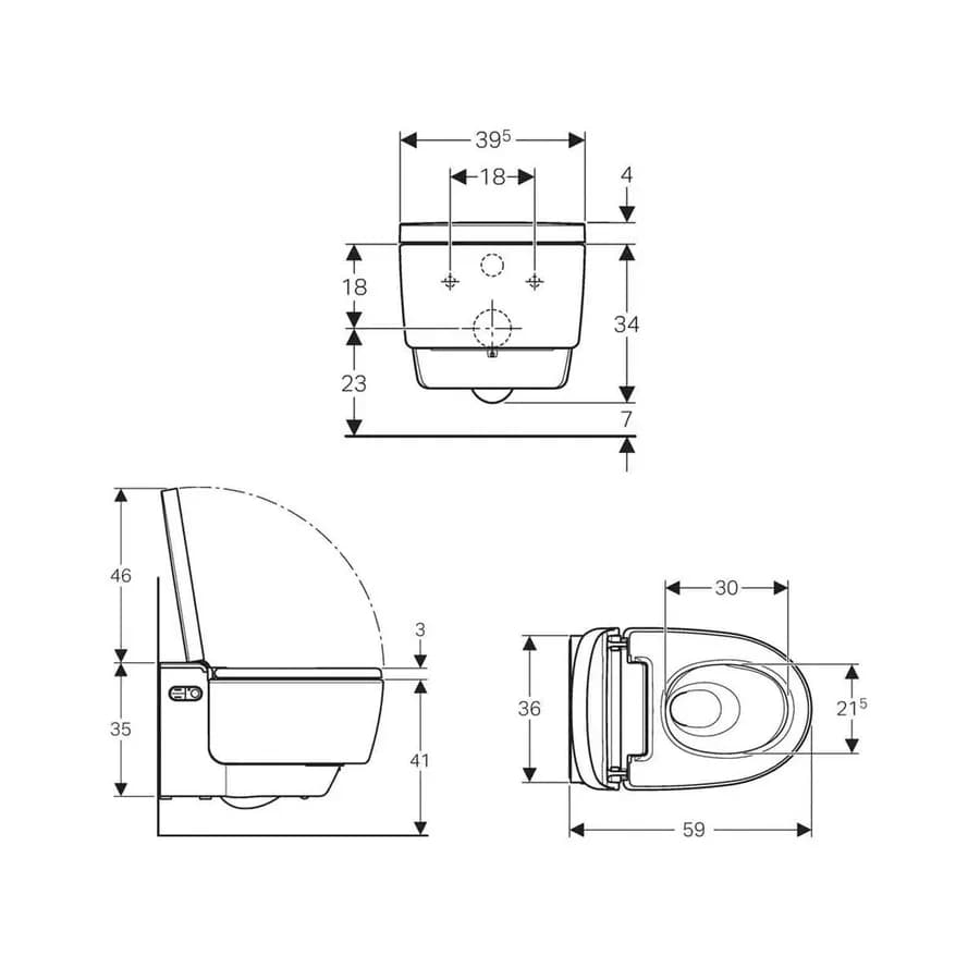 Vaso bidet sospeso rimfree design cromo Serie Aquaclean Mera Comfort - Geberit