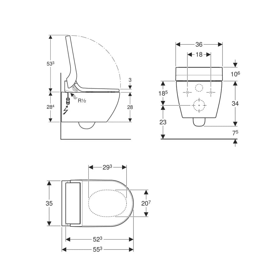 Vaso bidet sospeso multifunzione design inox Serie Aquaclean Tuma Comfort - Geberit