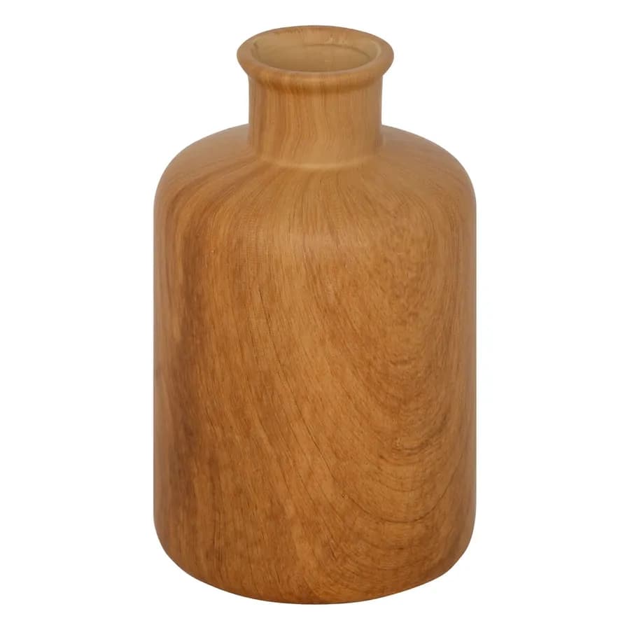 Vaso cilindrico da interno 18h cm in ceramica effetto legno