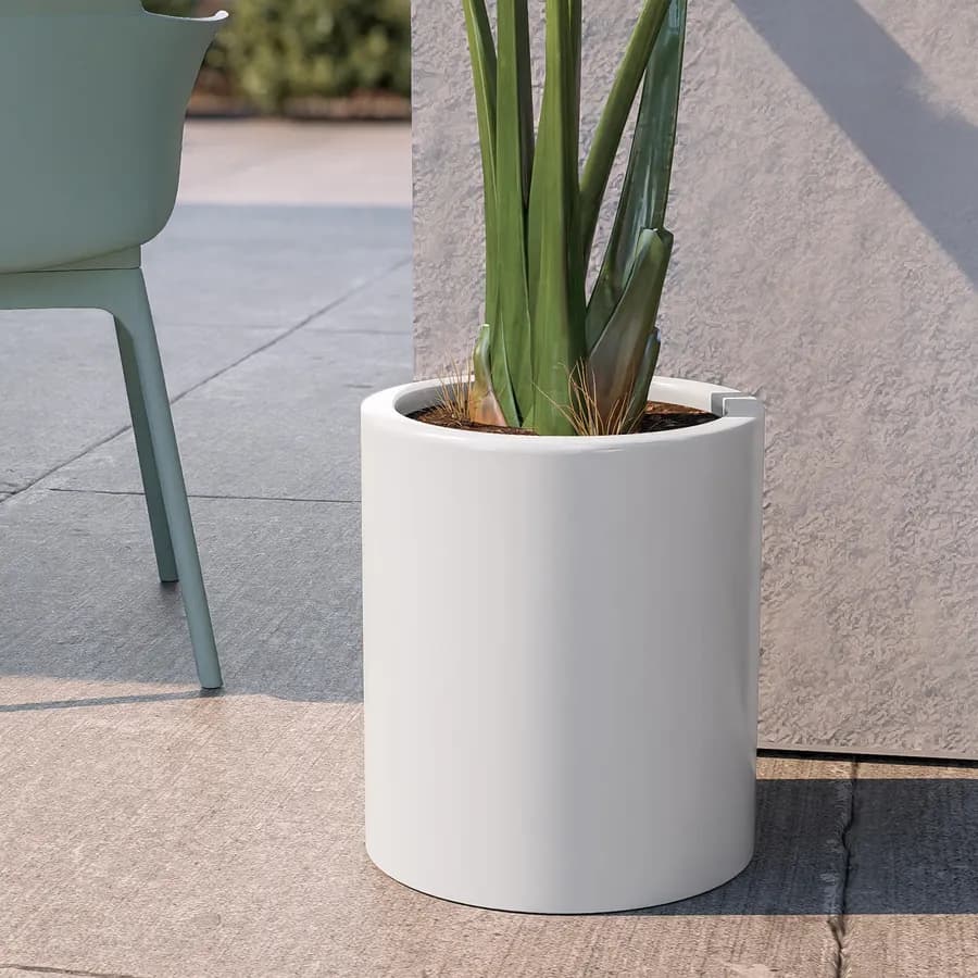 Vaso da esterno 40 h cm tutta capienza in polietilene bianco - Contesly