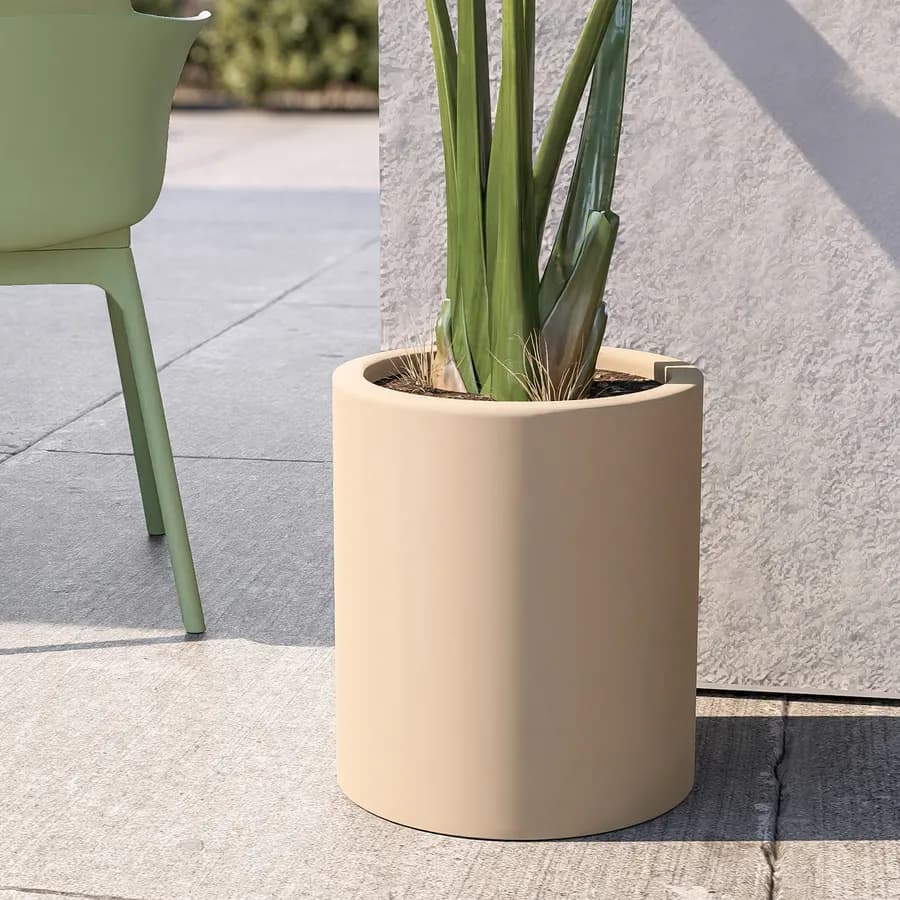 Vaso da esterno 40 h cm tutta capienza in polietilene crema - Contesly
