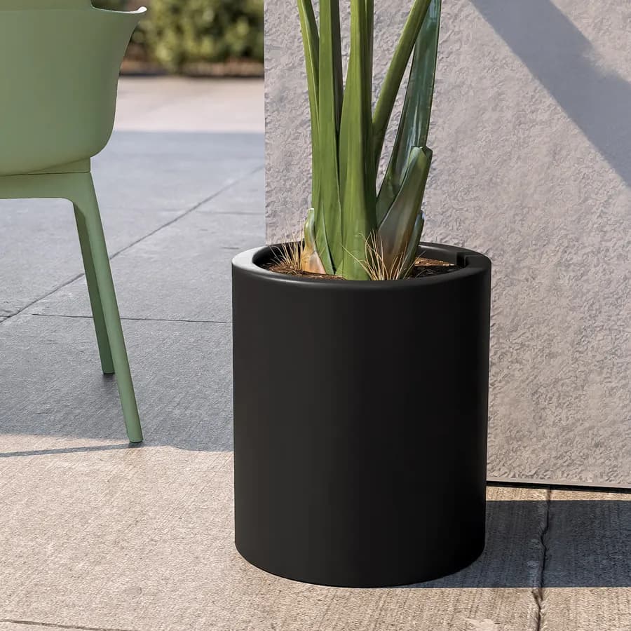 Vaso da esterno 40 h cm tutta capienza in polietilene grafite - Contesly